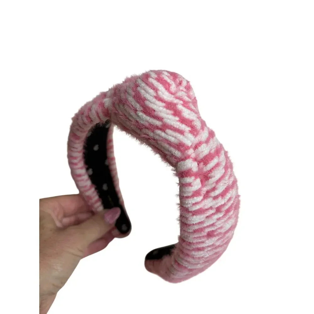 Lele Sadoughi Knit Knot Headband (Pink & White)